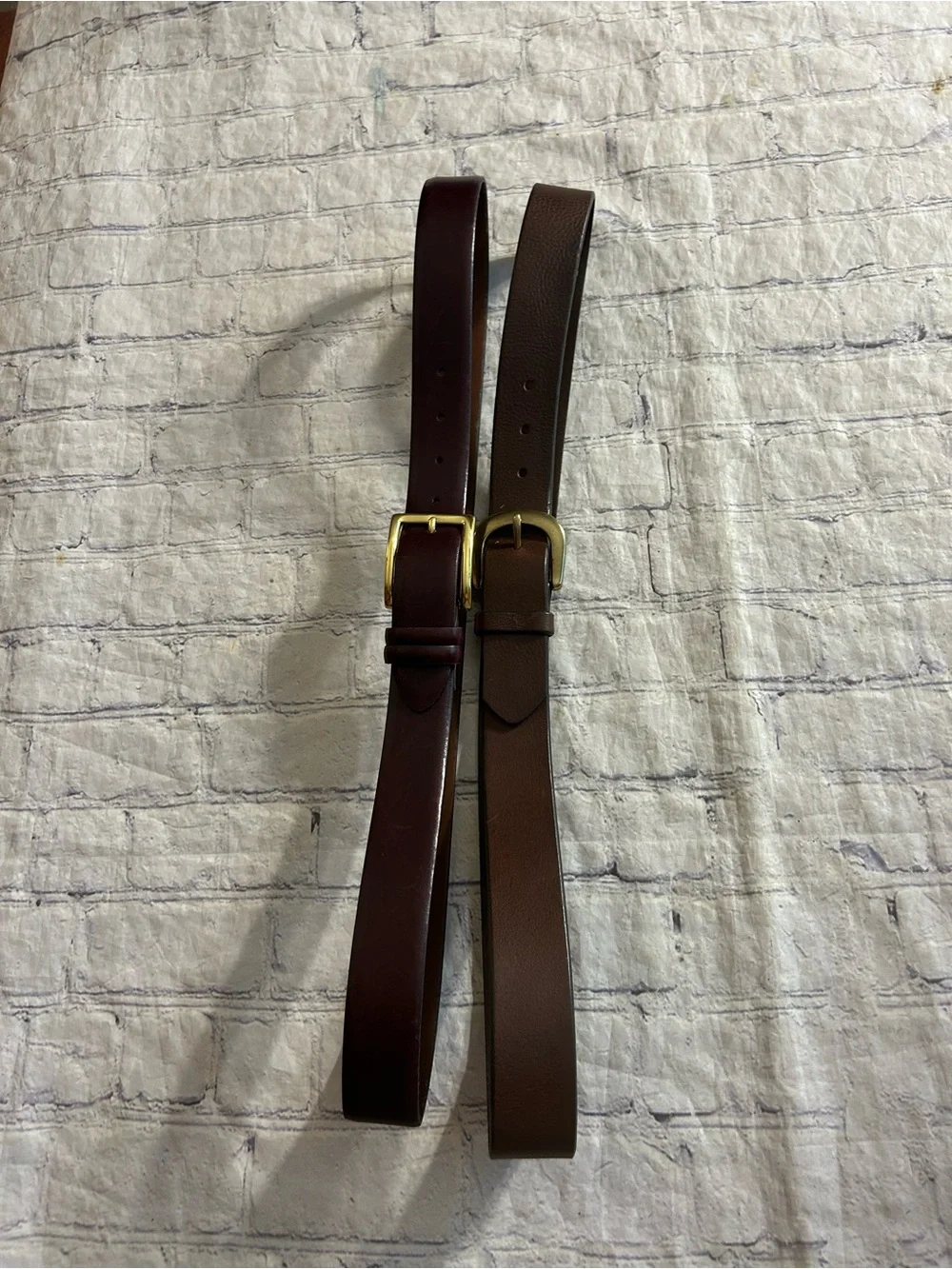 EDDIE BAUER VTG BROWN GOLD TONE BUCKLE XL & BROWN LEATHER GOLD TONE BUCKLE 42